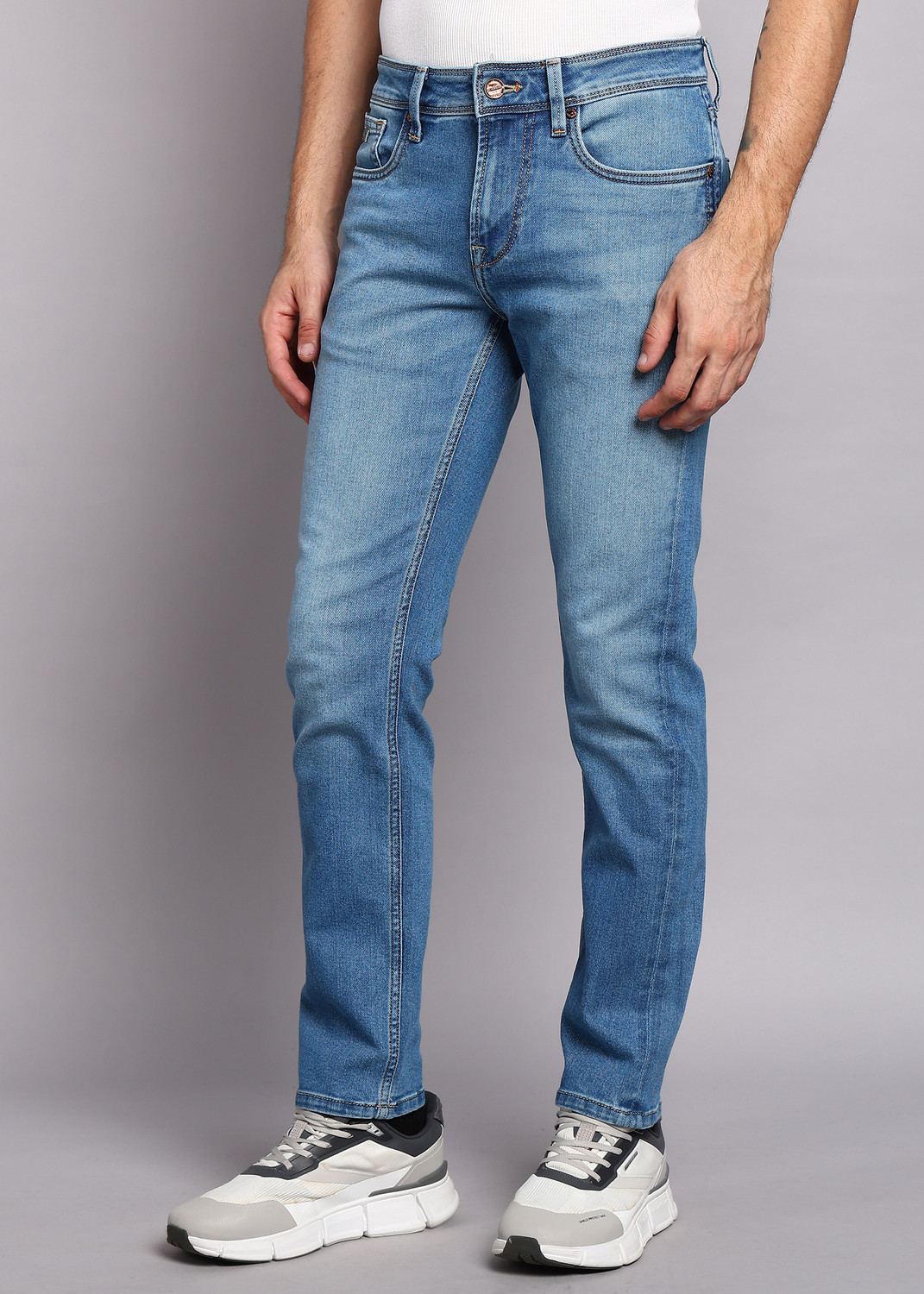 Image of KILLER Men Slim Mid Rise Blue Jeans