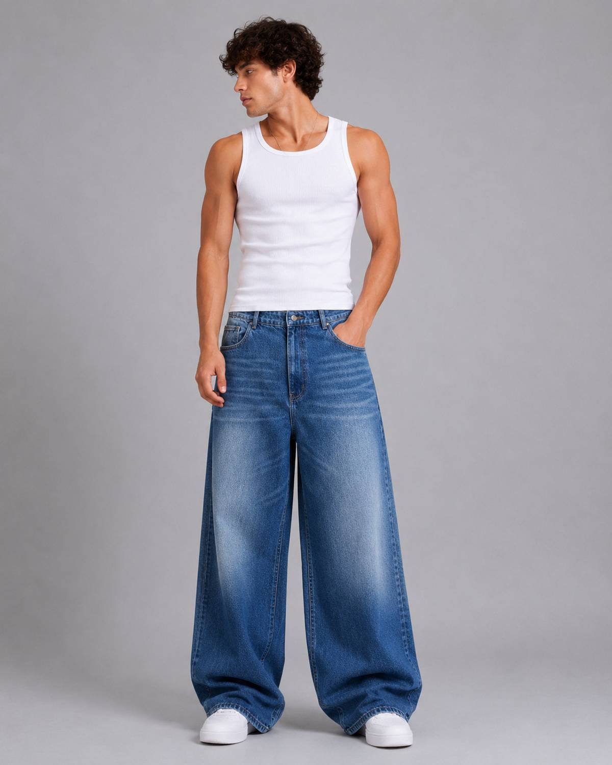 DAHZ Wide Leg Blue Jeans - Image 1