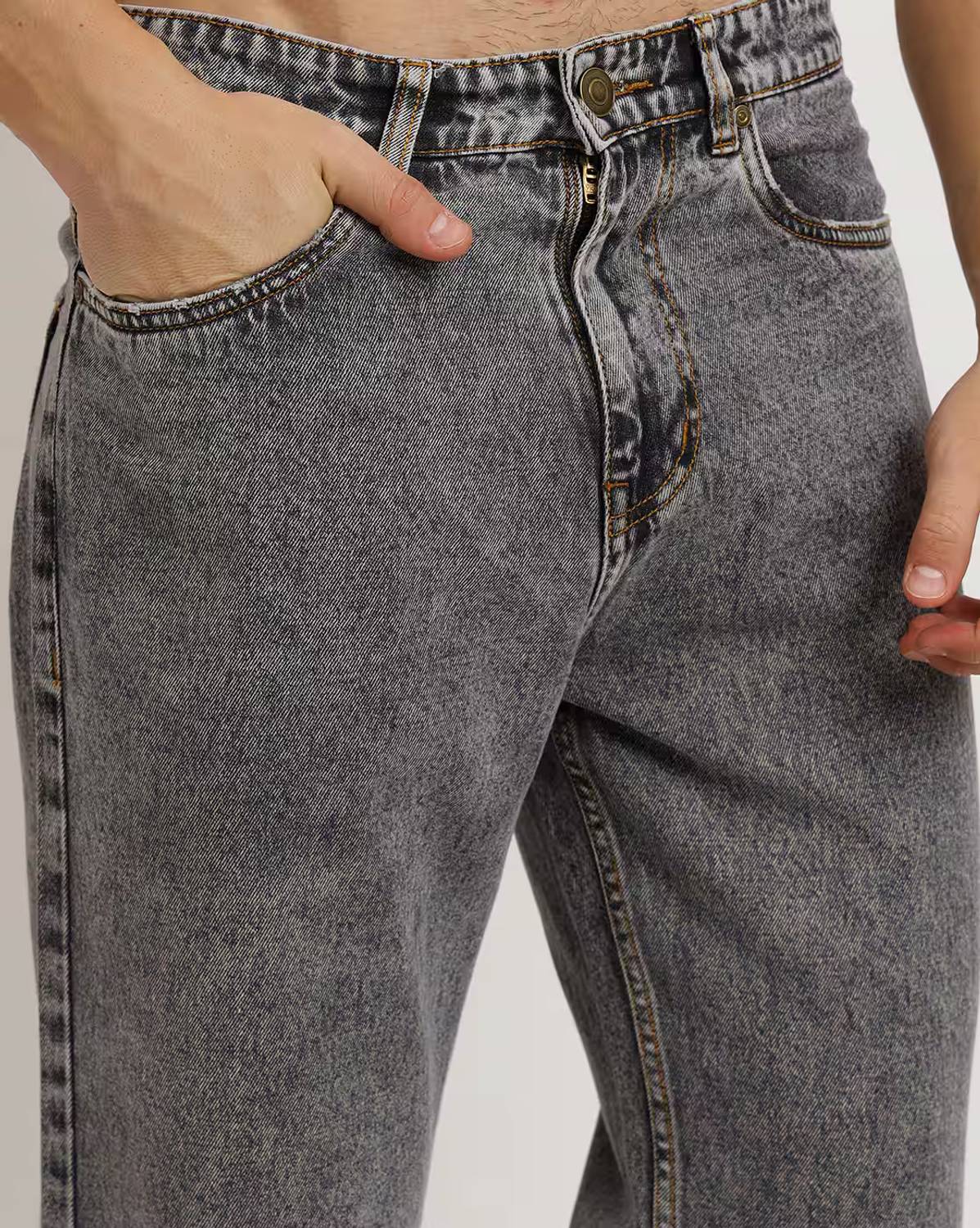 JAARA Men Straight Fit Mid Rise Grey Jeans - Image 5