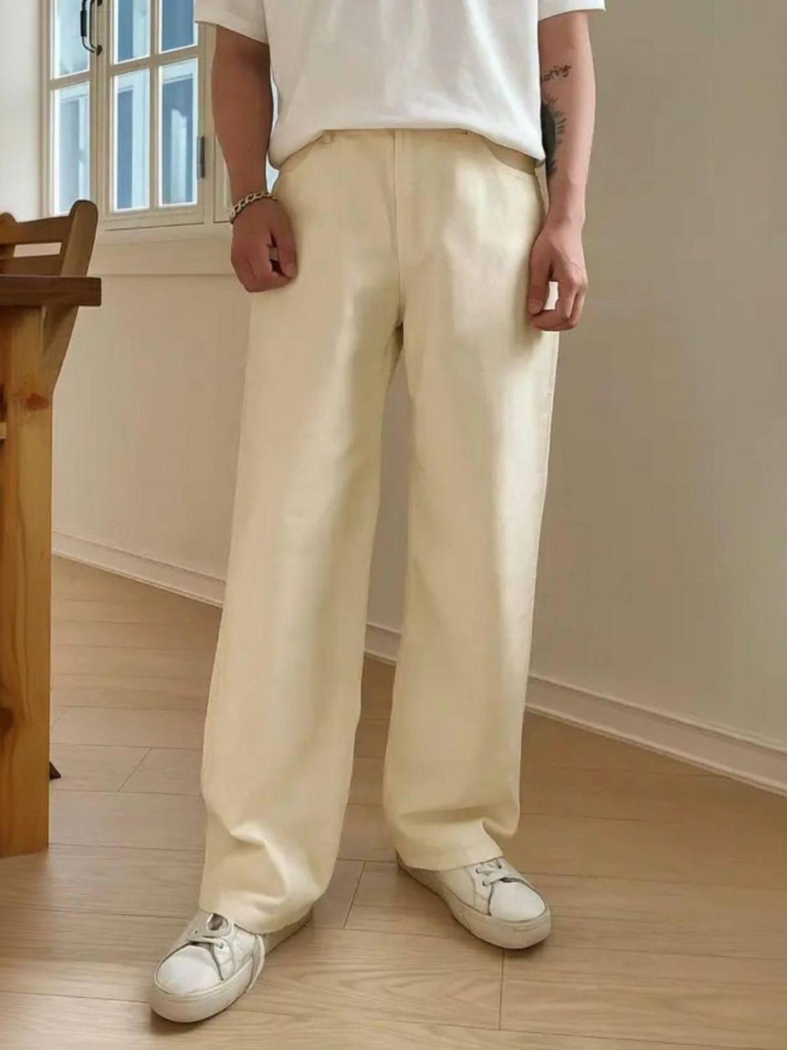 RusticBlooms Loose Fit Men Beige Jeans