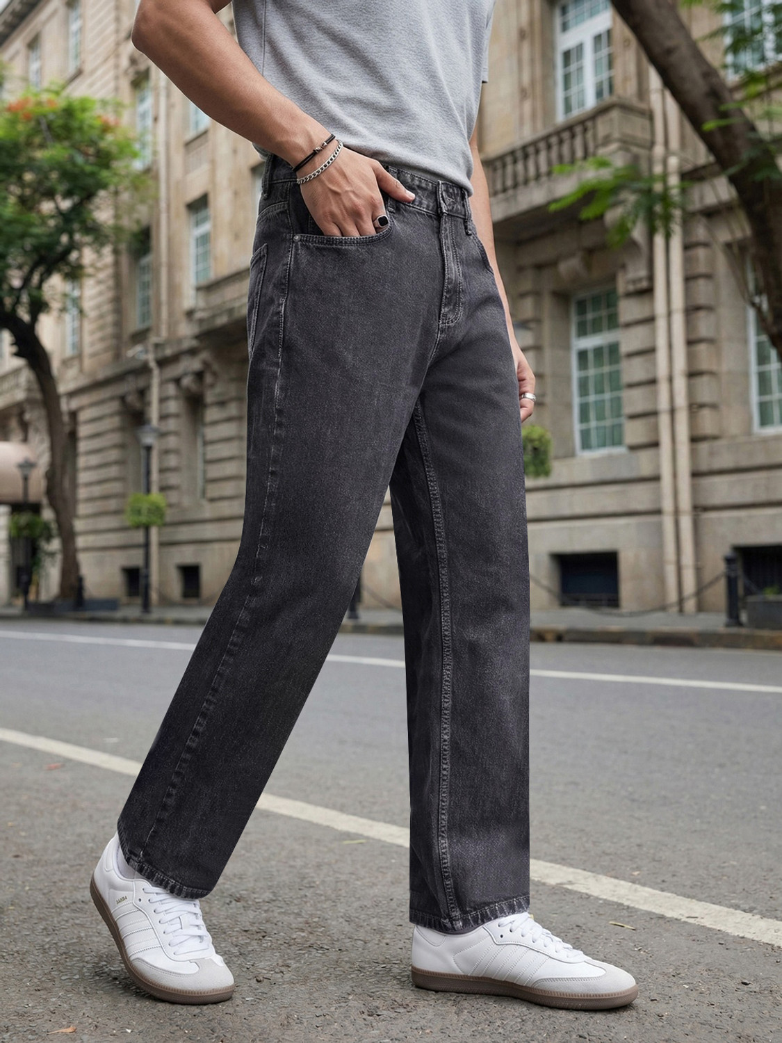Image of Urbano Fashion Relaxed Fit Men Grey Jeans