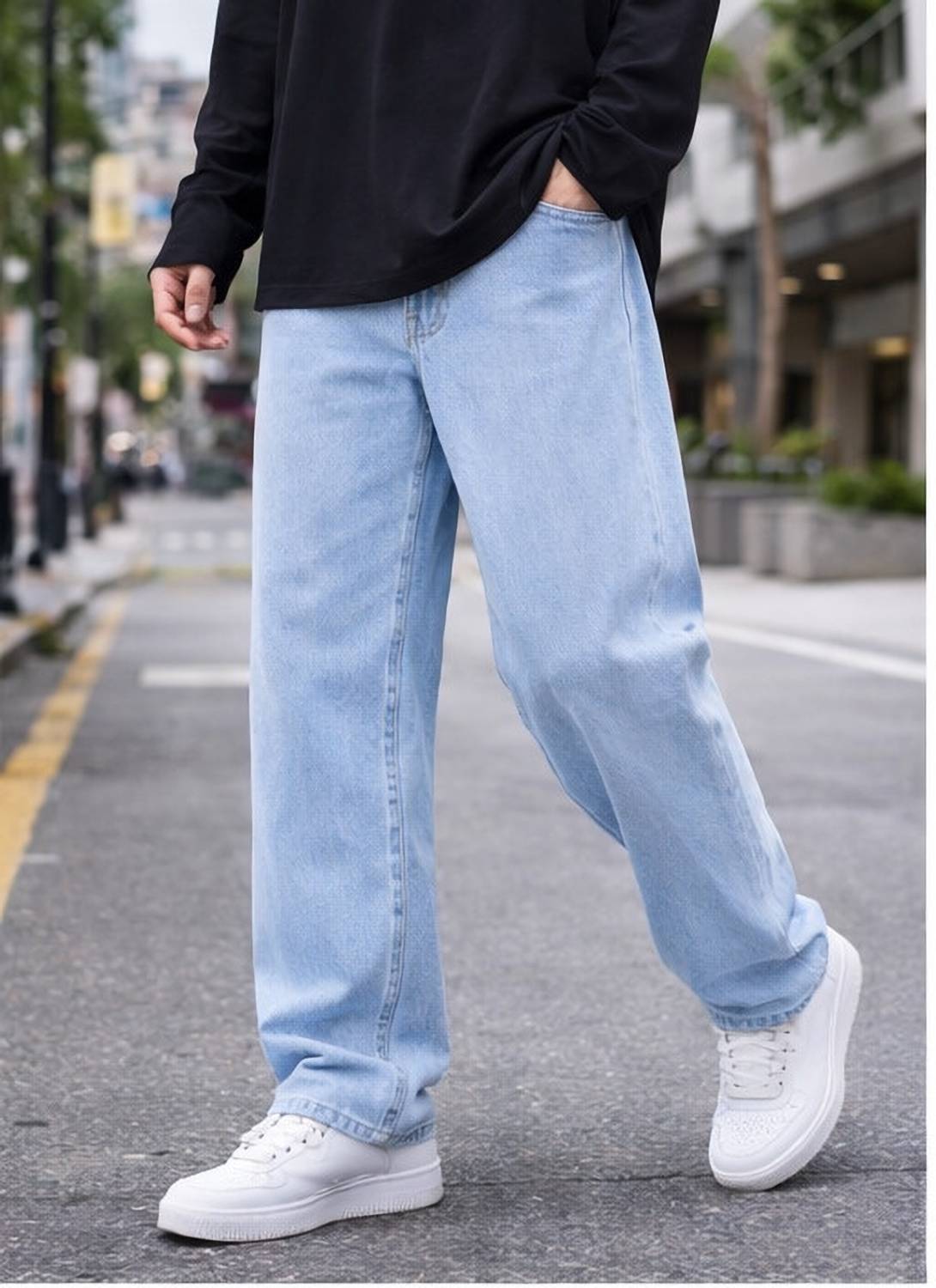 DOCALVIN Men Light Blue Jeans - Image 3