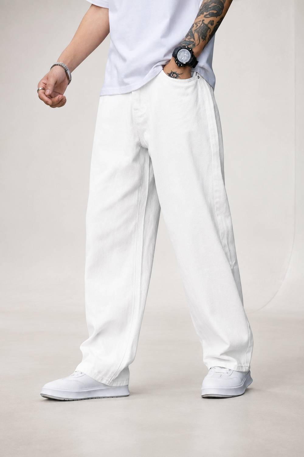STARVIELLE Relaxed Fit Men White Jeans - Image 1