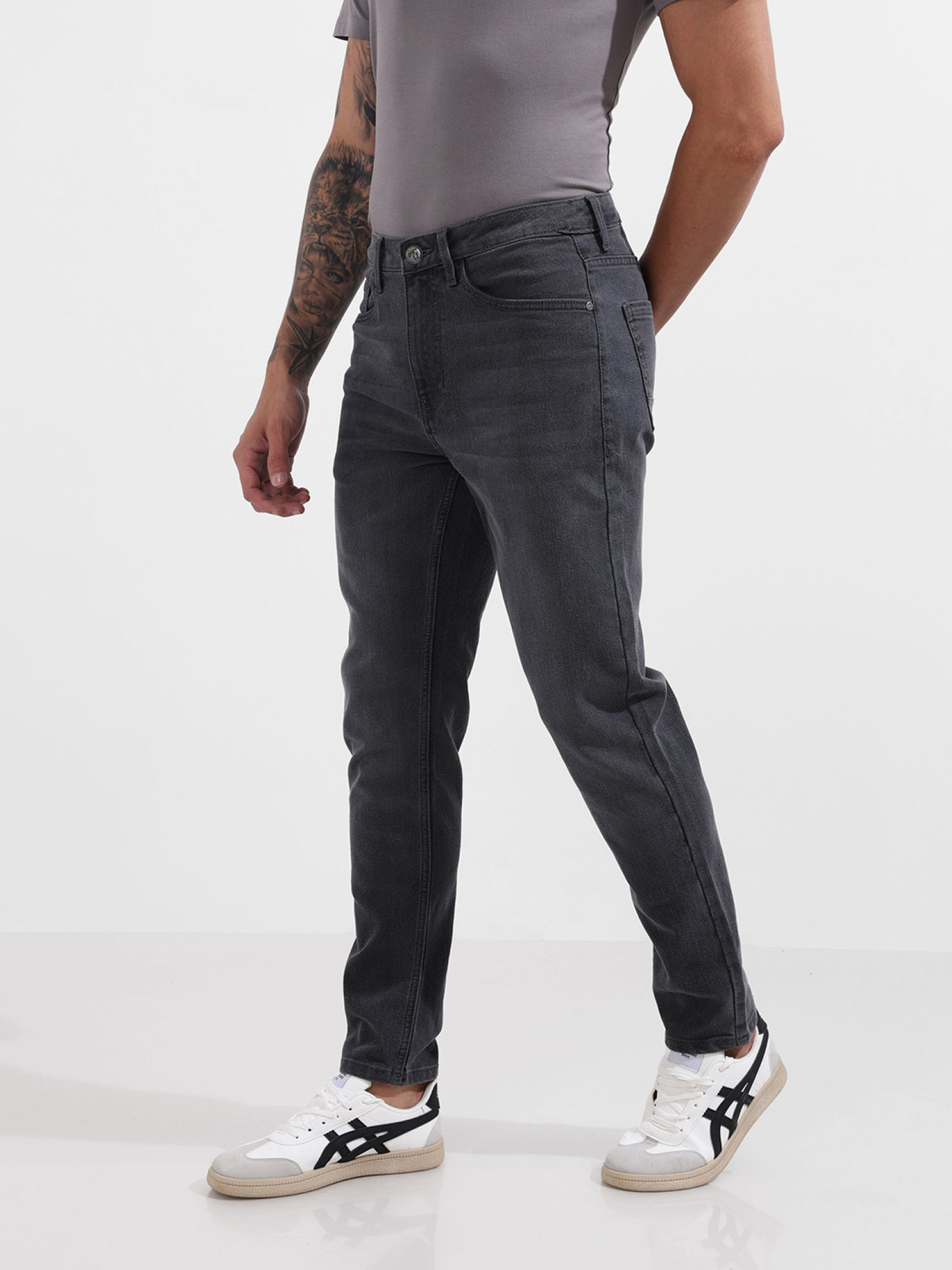 Image of The Indian Garage Co. Slim Men Grey Jeans