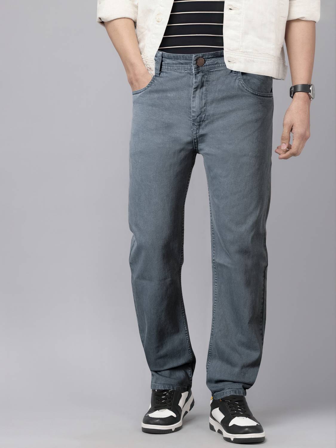 BASE-CROWD Regular Men Grey Jeans
