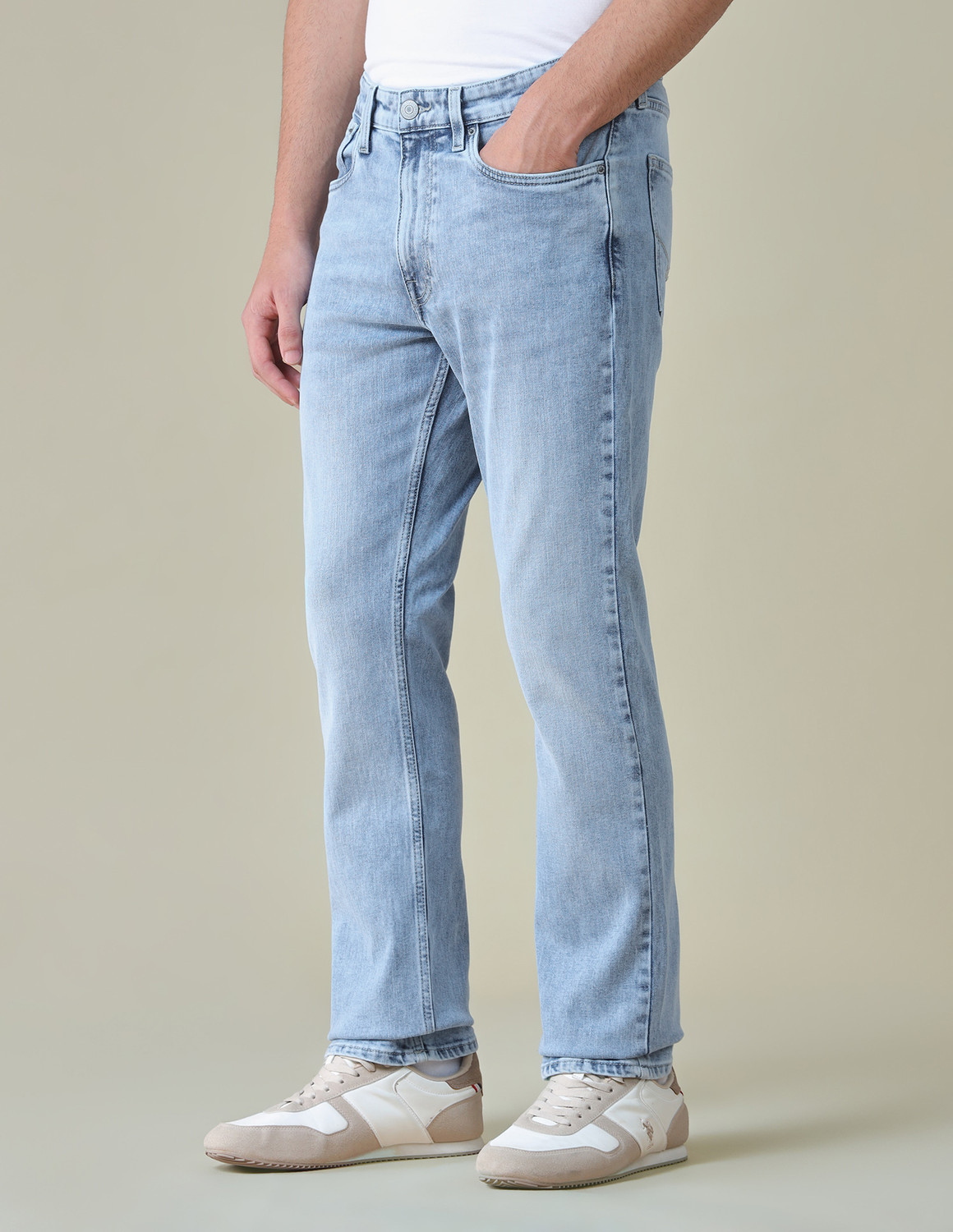 Image of U.S. Polo Assn. Denim Co. Men Straight Fit Mid Rise Blue Jeans