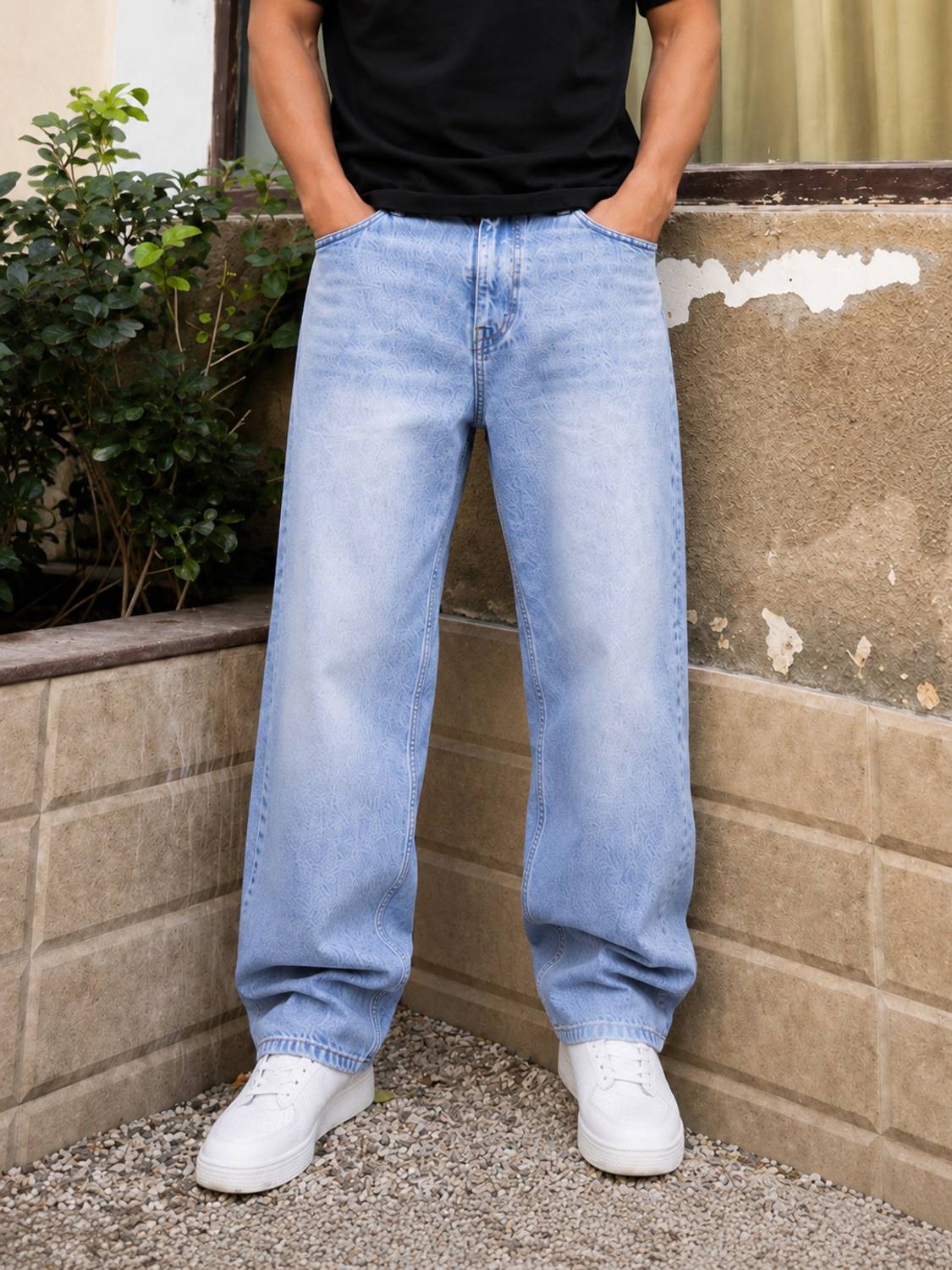 M Q Straight Fit Men Light Blue Jeans - Image 1