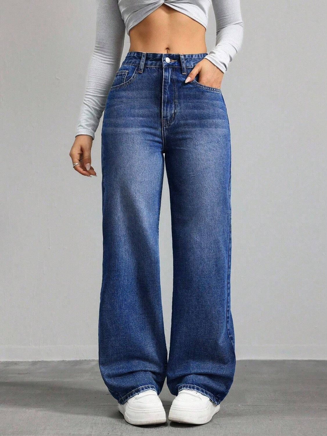 Image of YMT Straight Fit Women Dark Blue Jeans