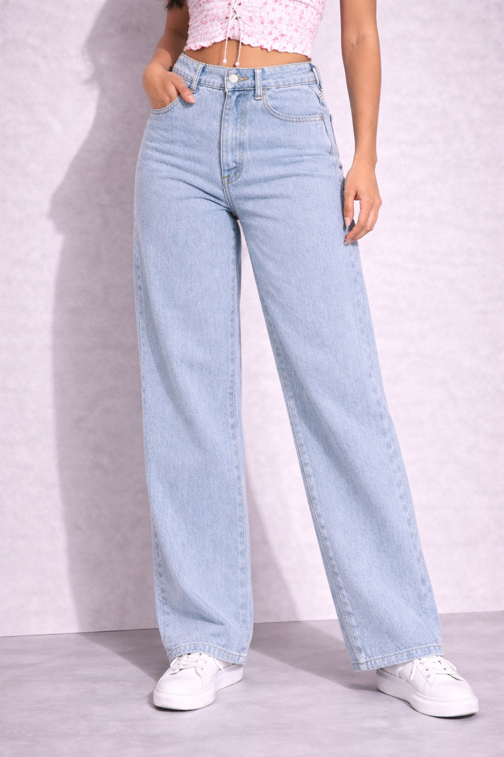 Image of KOTTY Wide Leg Women Light Blue Jeans