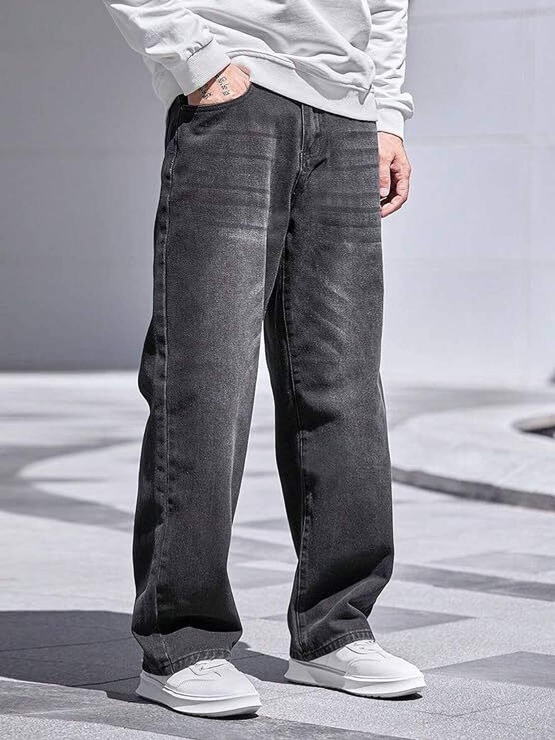 BREXX Men Relaxed Fit Mid Rise Grey Jeans - Image 1