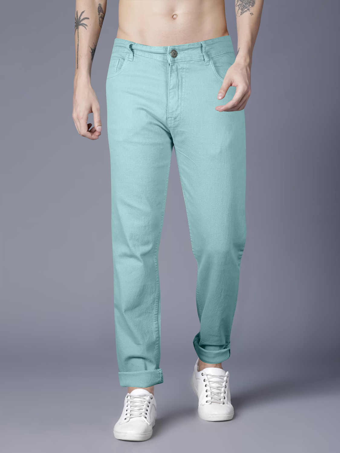 Image of JUST BLACK Regular Men Light Green Jeans