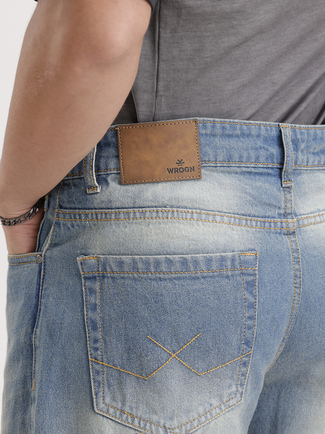 Image of WROGN Loose Fit Men Blue Jeans