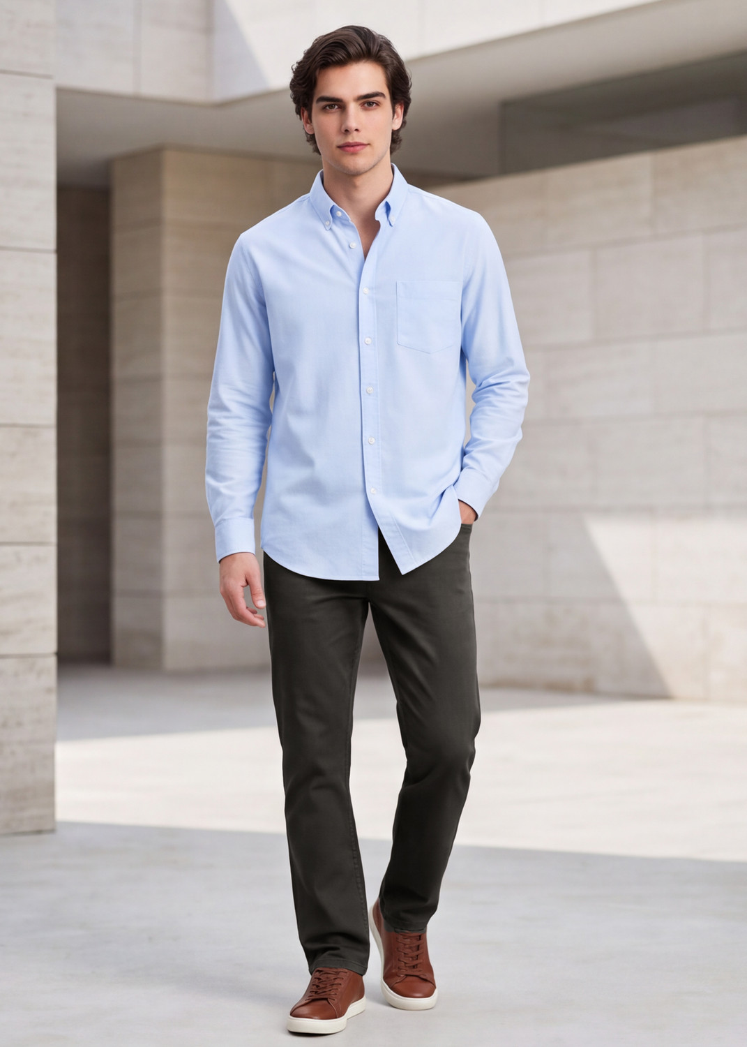 Image of INTEGRITI Men Straight Fit Mid Rise Brown Jeans