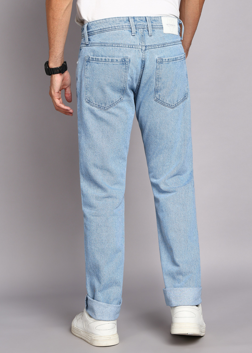 Image of INTEGRITI Men Straight Fit Mid Rise Light Blue Jeans