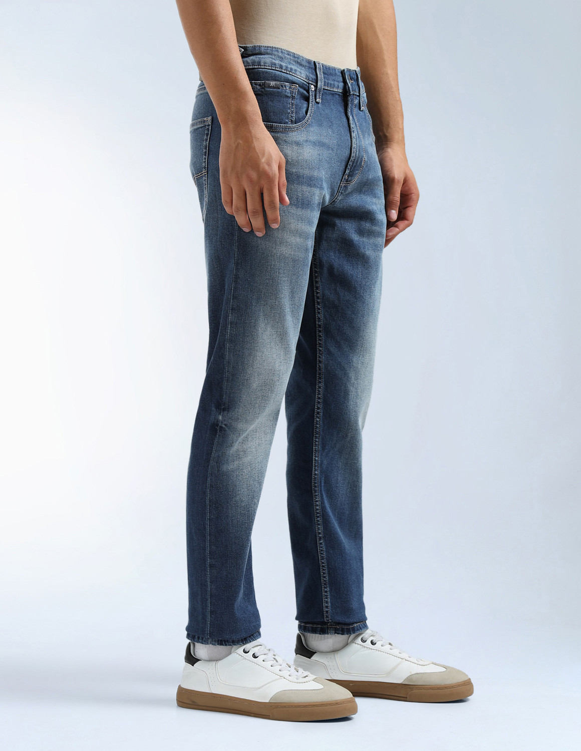 Image of FLYING MACHINE Tapered Fit Men Blue Jeans
