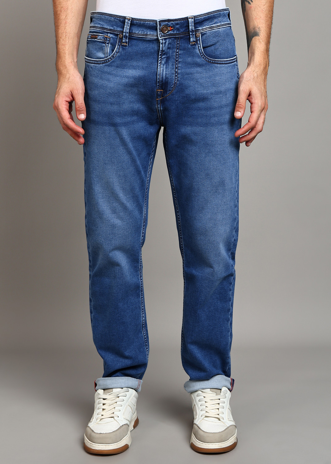 Image of KILLER Men Straight Fit Mid Rise Blue Jeans