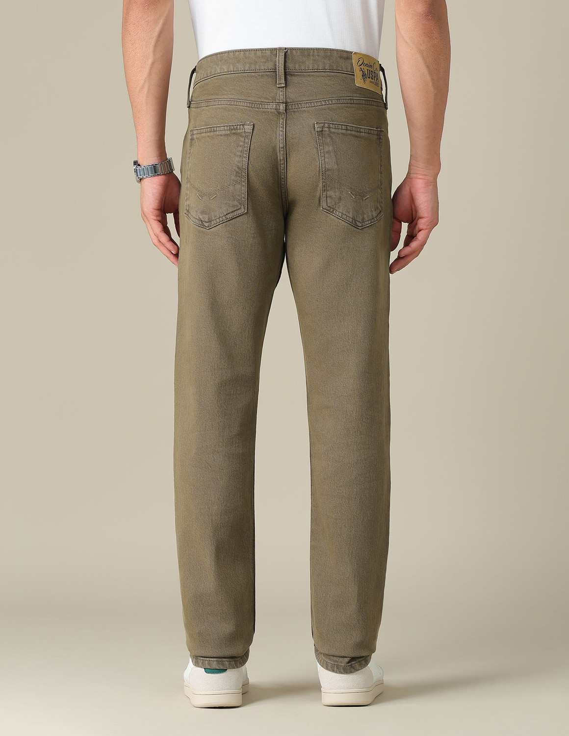 Image of U.S. Polo Assn. Denim Co. Tapered Fit Men Brown Jeans