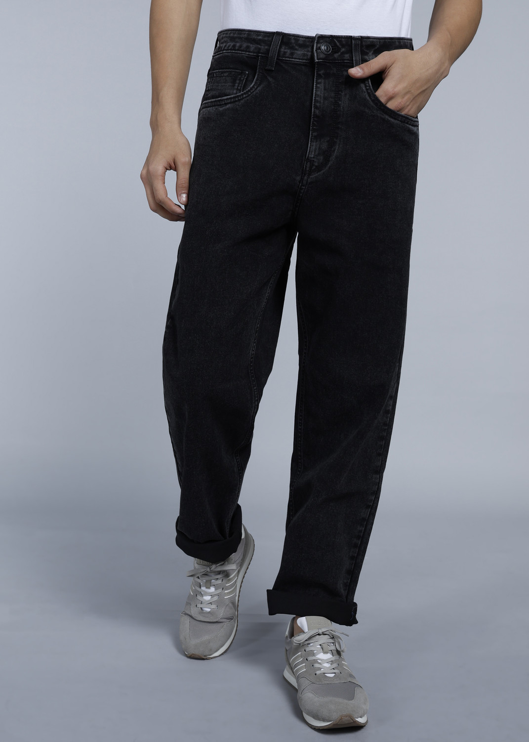 Image of RARE RABBIT Relaxed Fit Men Black Jeans