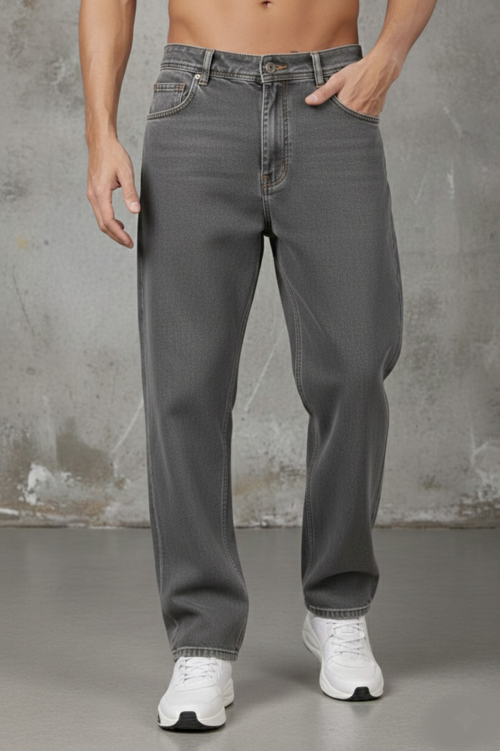 Image of ZAYSH Loose Fit Men Grey Jeans