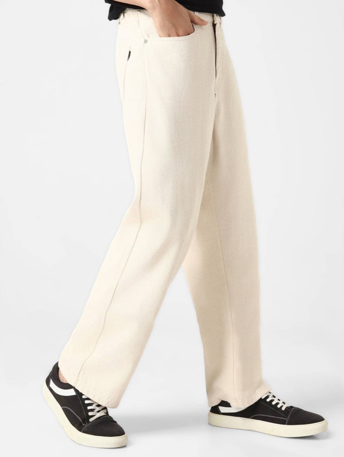 wearworld Loose Fit Men Beige Jeans - Image 1