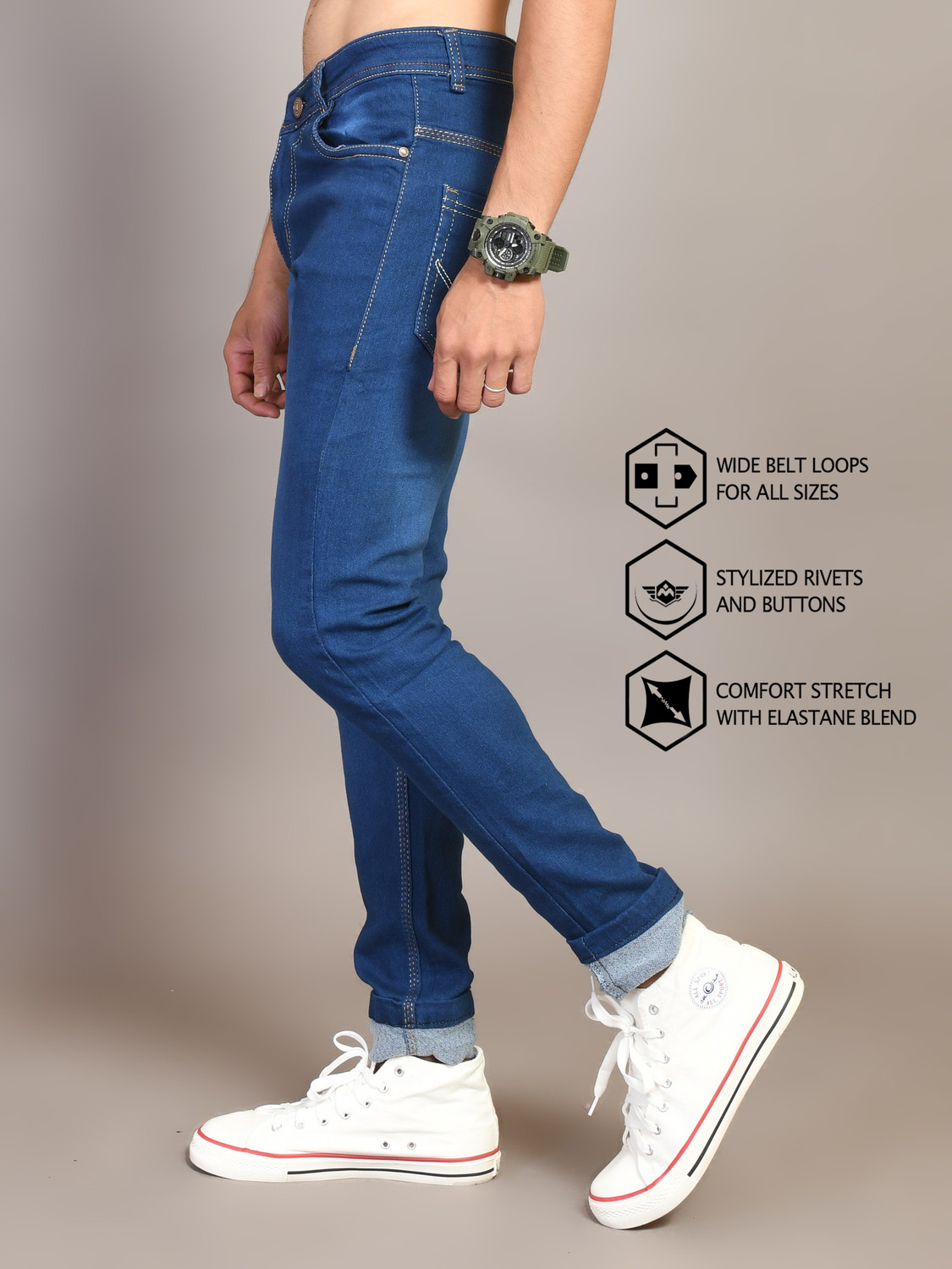 Image of Lzard Slim Men Dark Blue Jeans