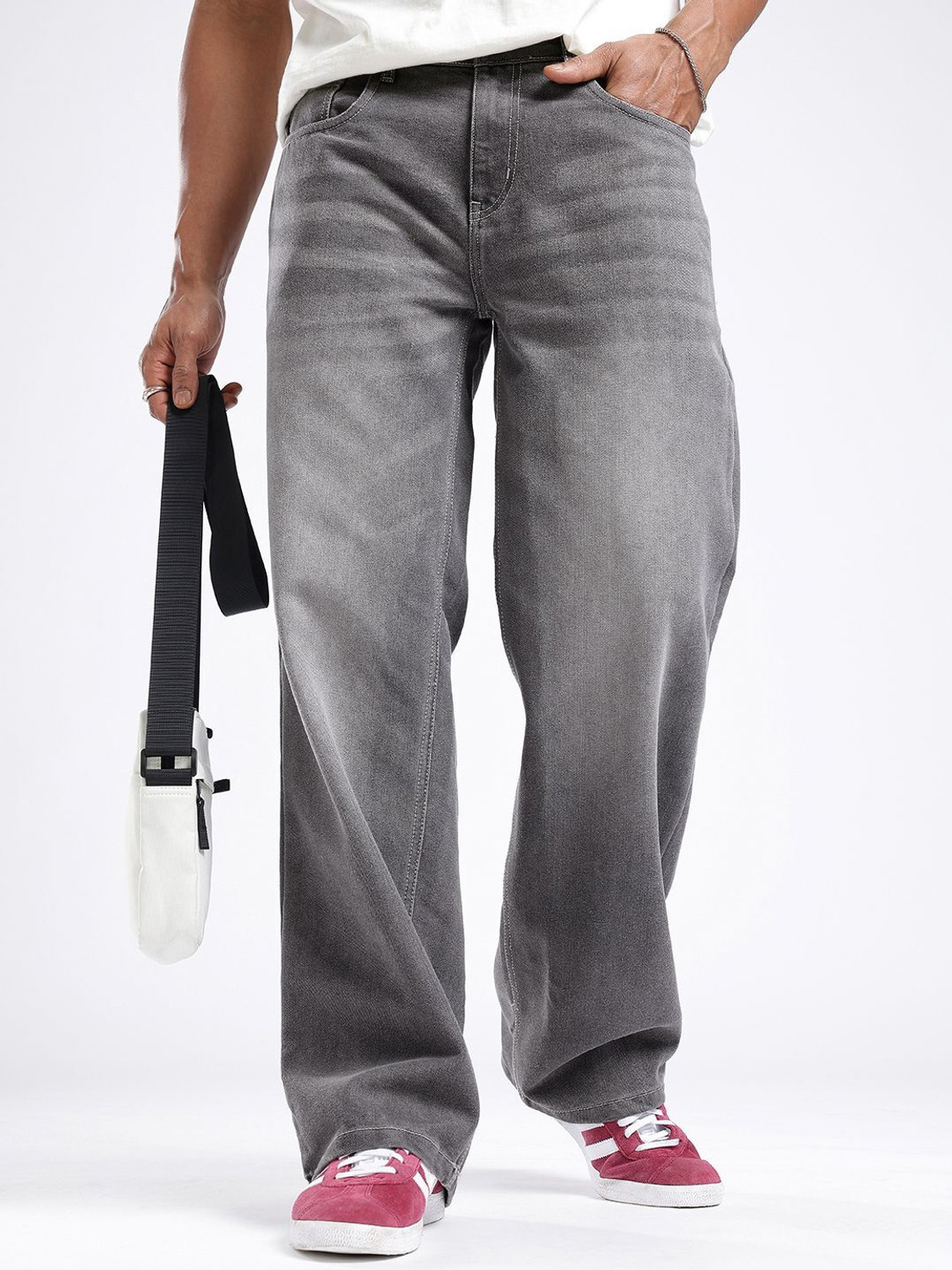 Image of Glitchez Loose Fit Men Grey Jeans