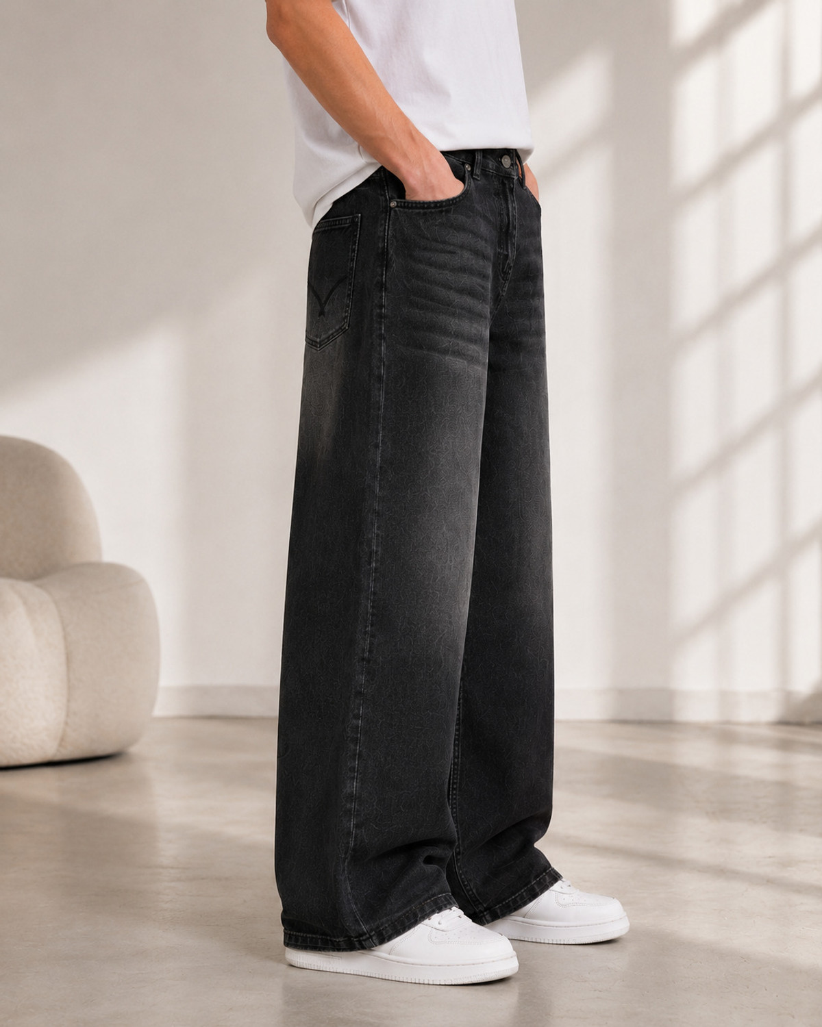 Image of COSMIC Baggy Fit Men Black Jeans