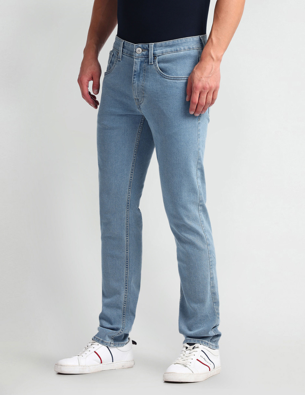 Image of U.S. POLO ASSN. Men Skinny Mid Rise Blue Jeans