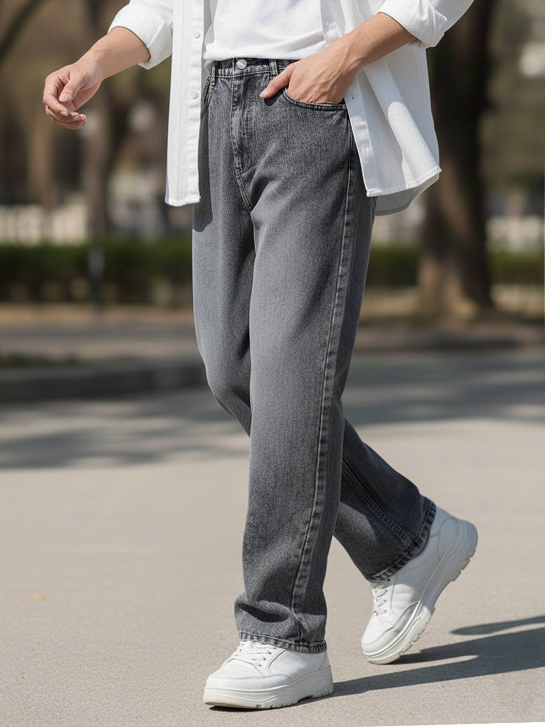 Urbano Fashion Loose Fit Men Grey Jeans - Image 1