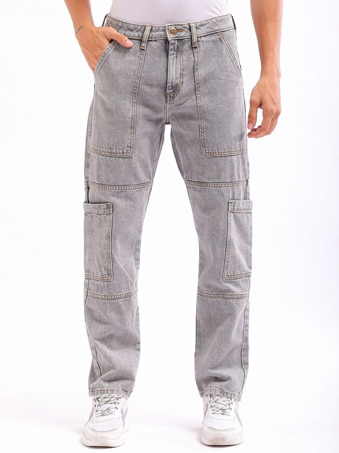 Image of The Indian Garage Co. Regular Men Grey Jeans
