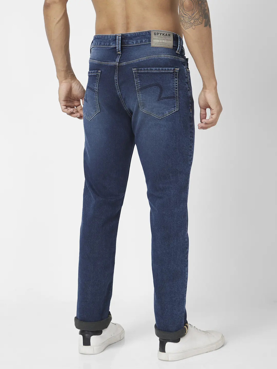 Image of Spykar Straight Fit Men Dark Blue Jeans
