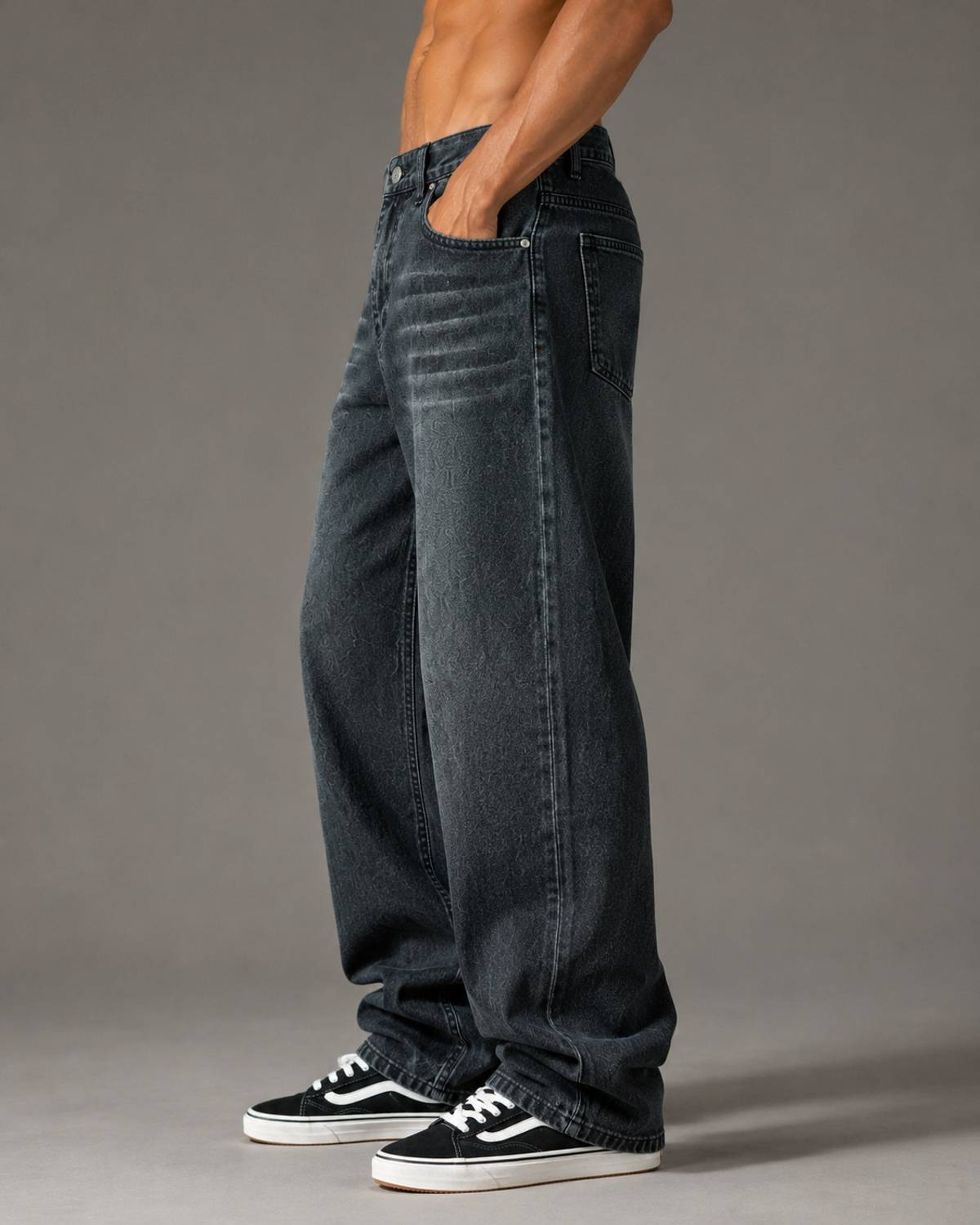 sanedi Baggy Fit Men Black Jeans - Image 3