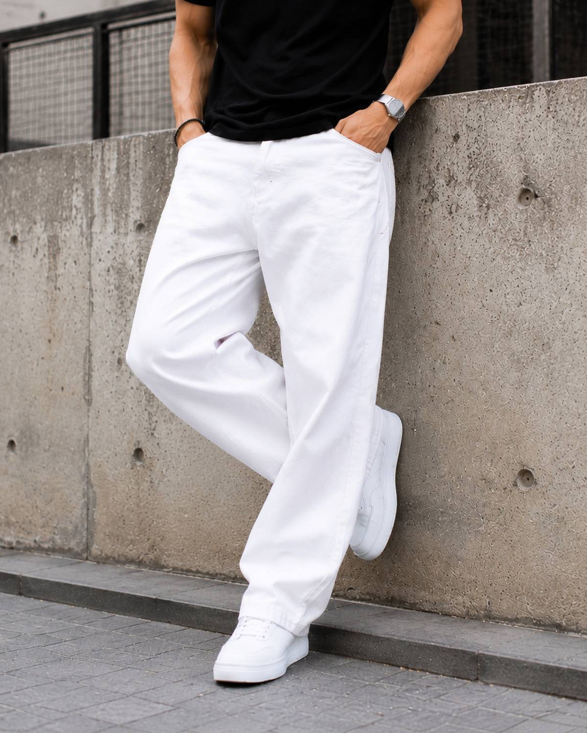 James Webb Loose Fit Men White Jeans - Image 4