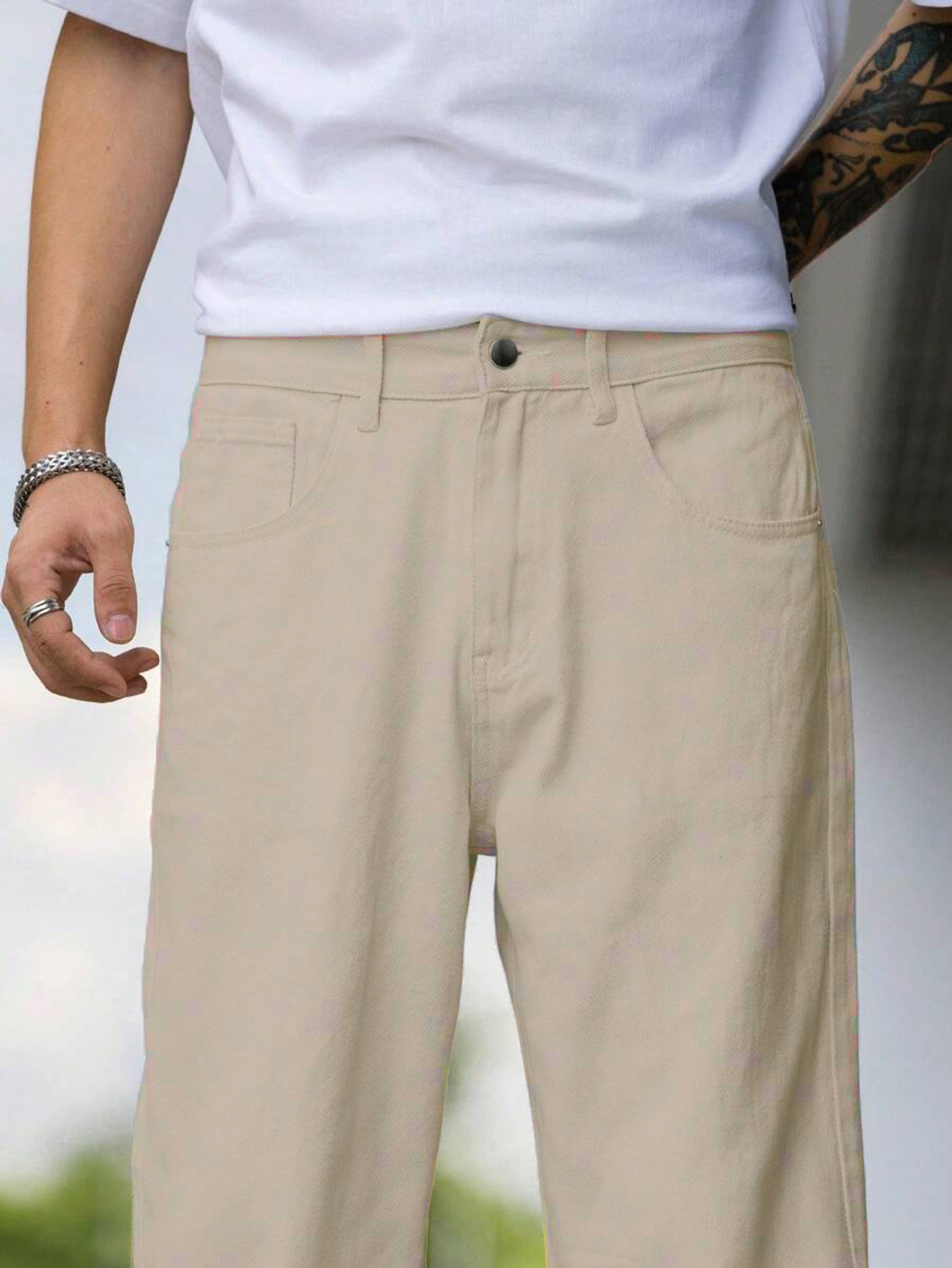 Image of RAGZO Baggy Fit Men Beige Jeans