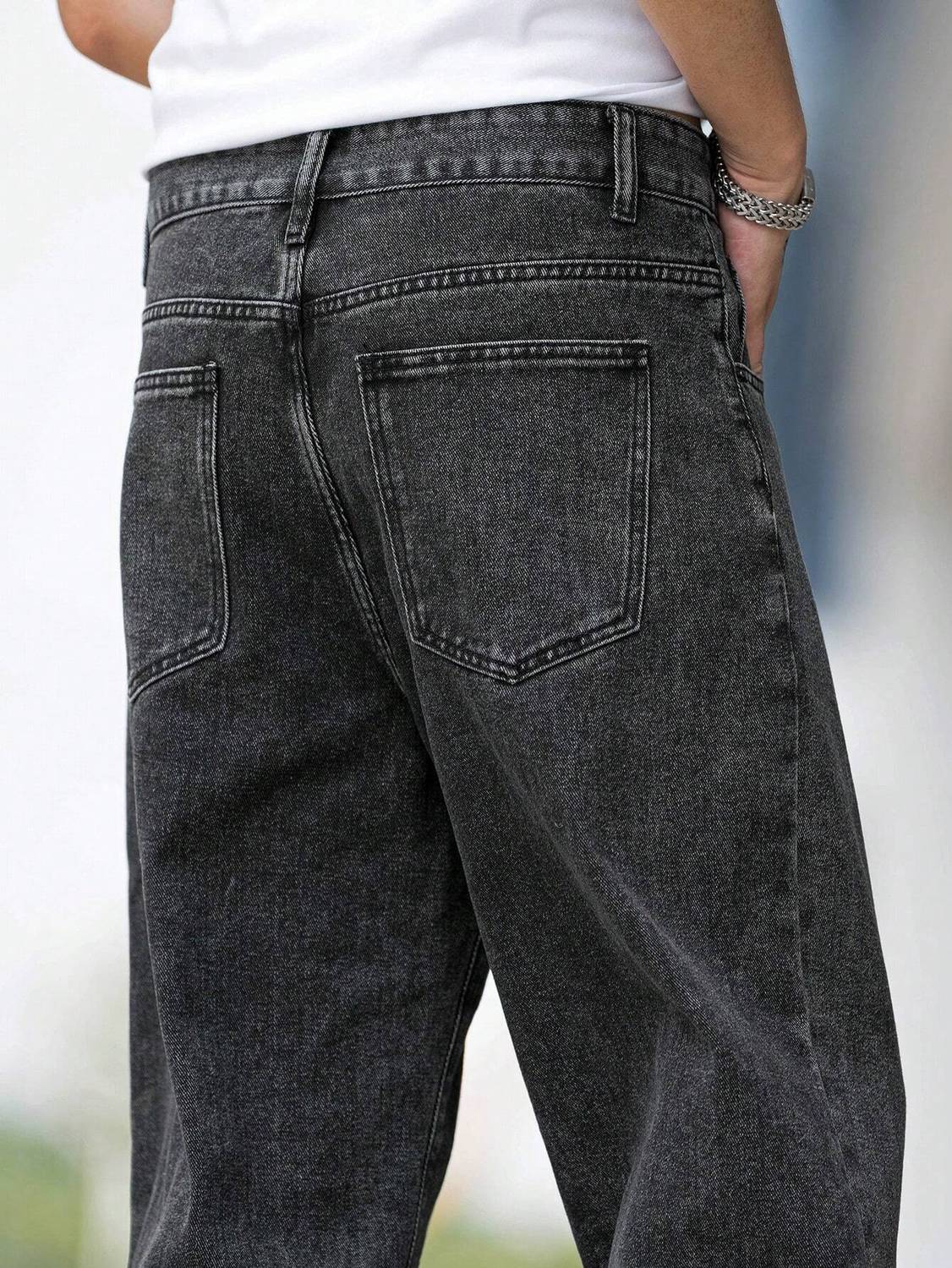 DENIM LOOK Relaxed Fit Men Dark Grey Jeans - Image 4