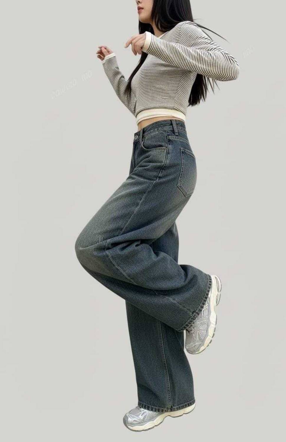 Zuya Wide Leg Women Green Jeans - Image 4
