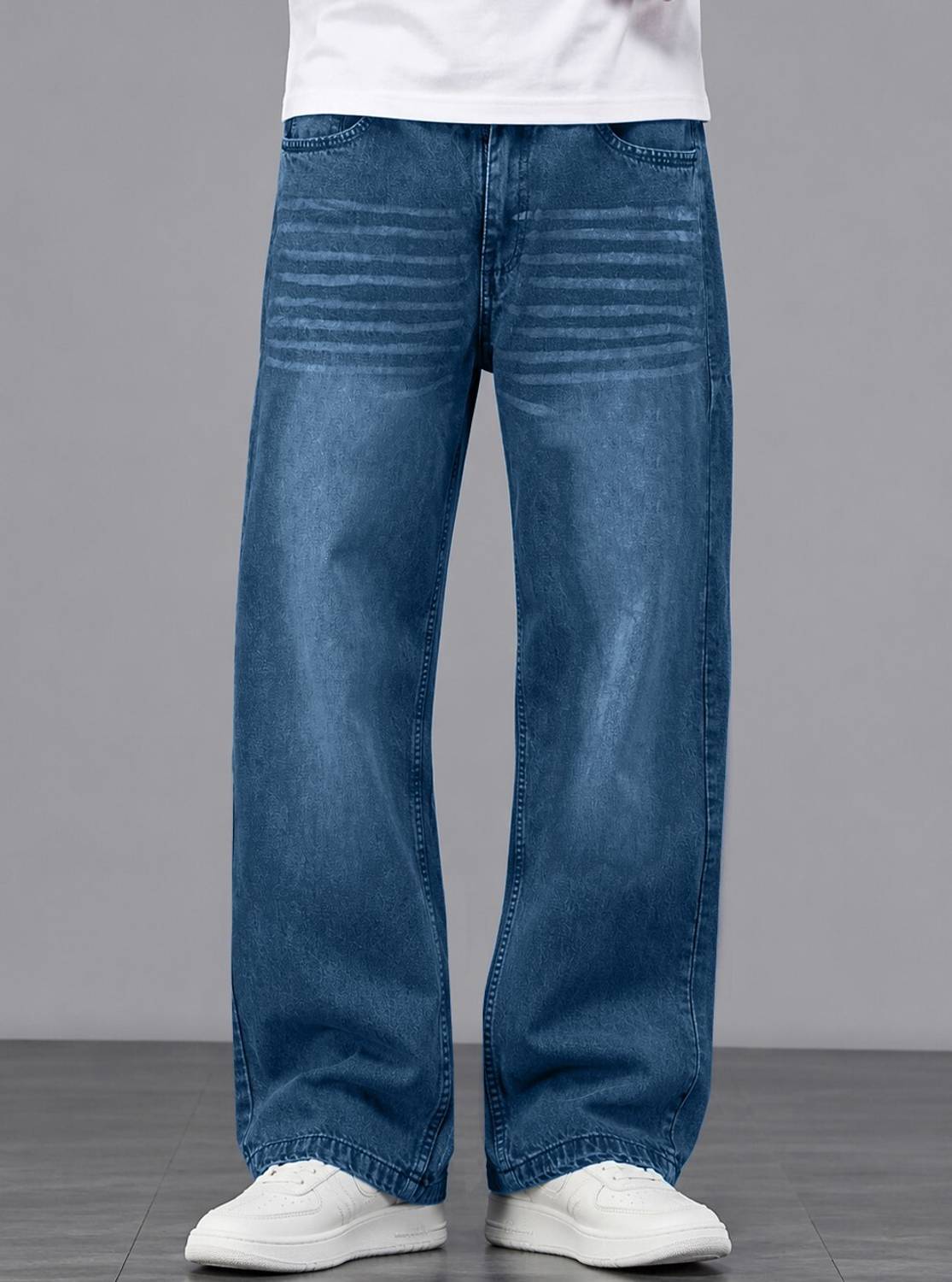 Plus91 Baggy Fit Men Blue Jeans - Image 4