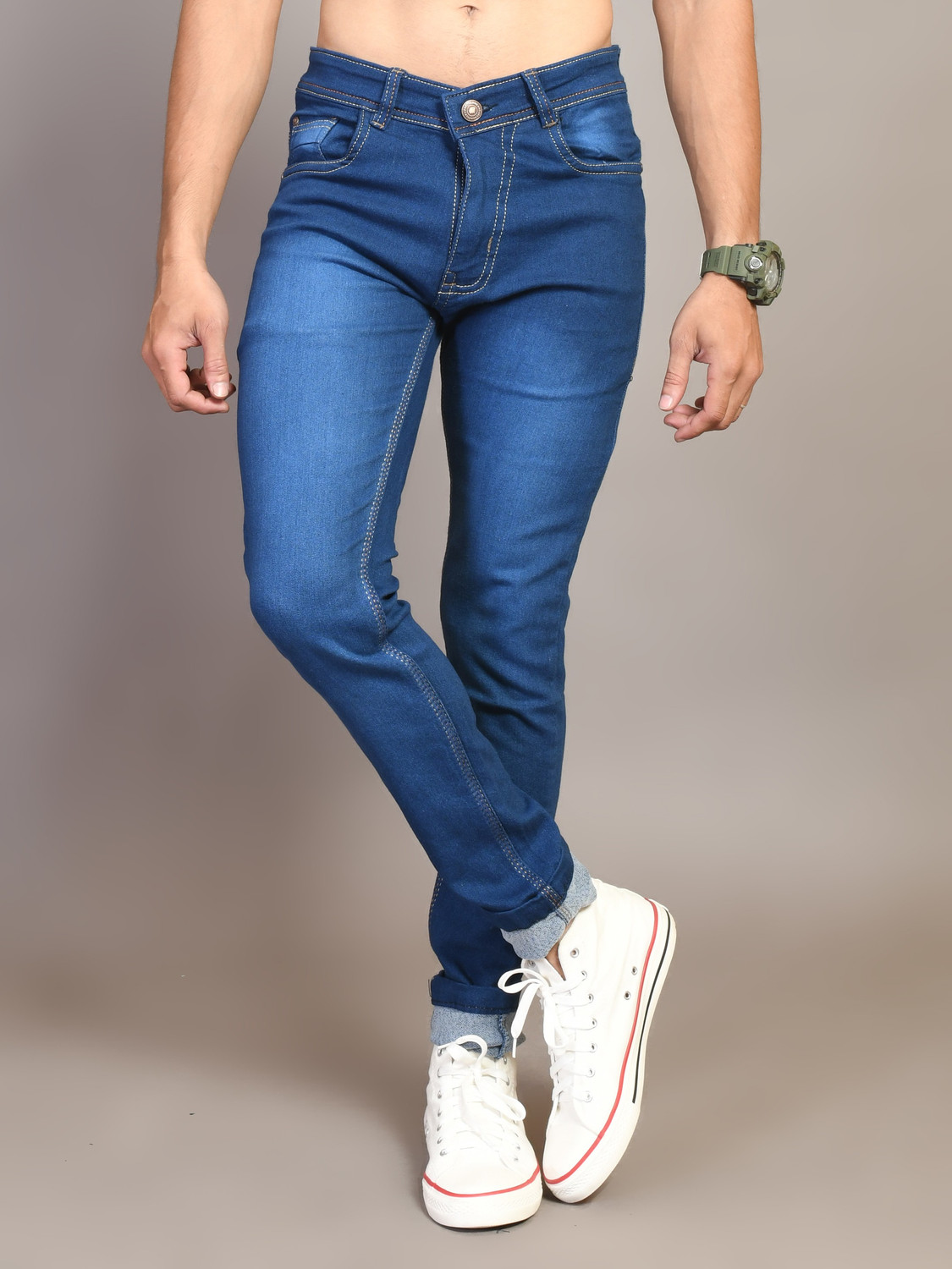 Image of Lzard Slim Men Dark Blue Jeans