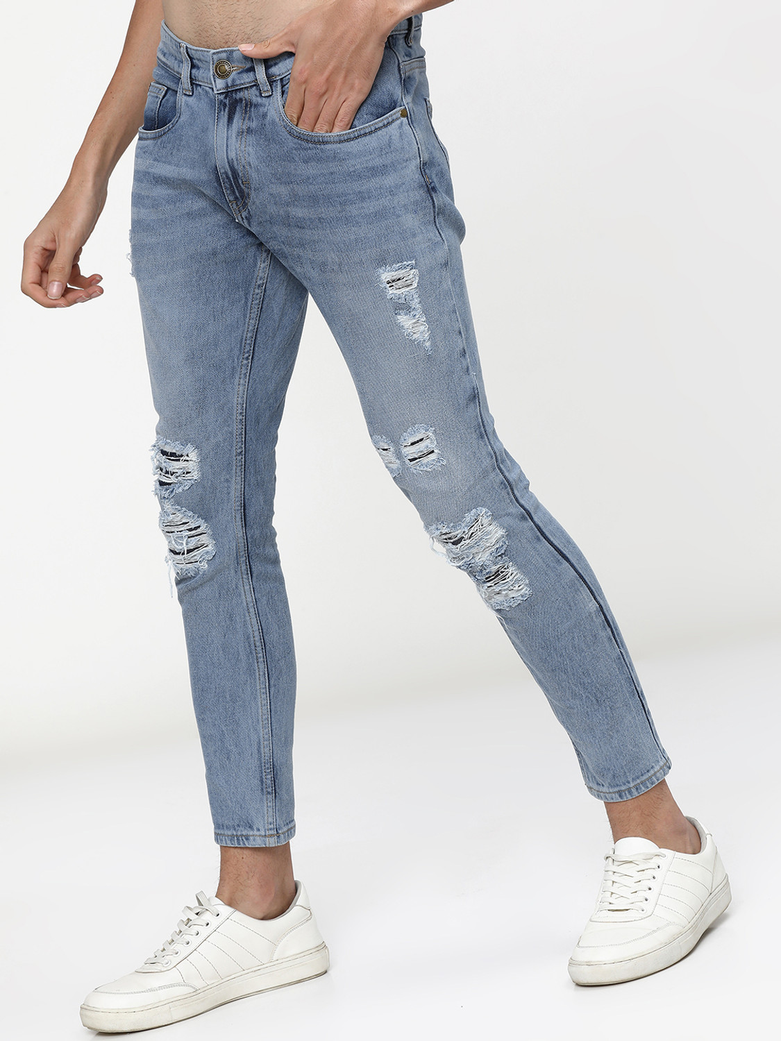 Image of HIGHLANDER Tapered Fit Men Light Blue Jeans