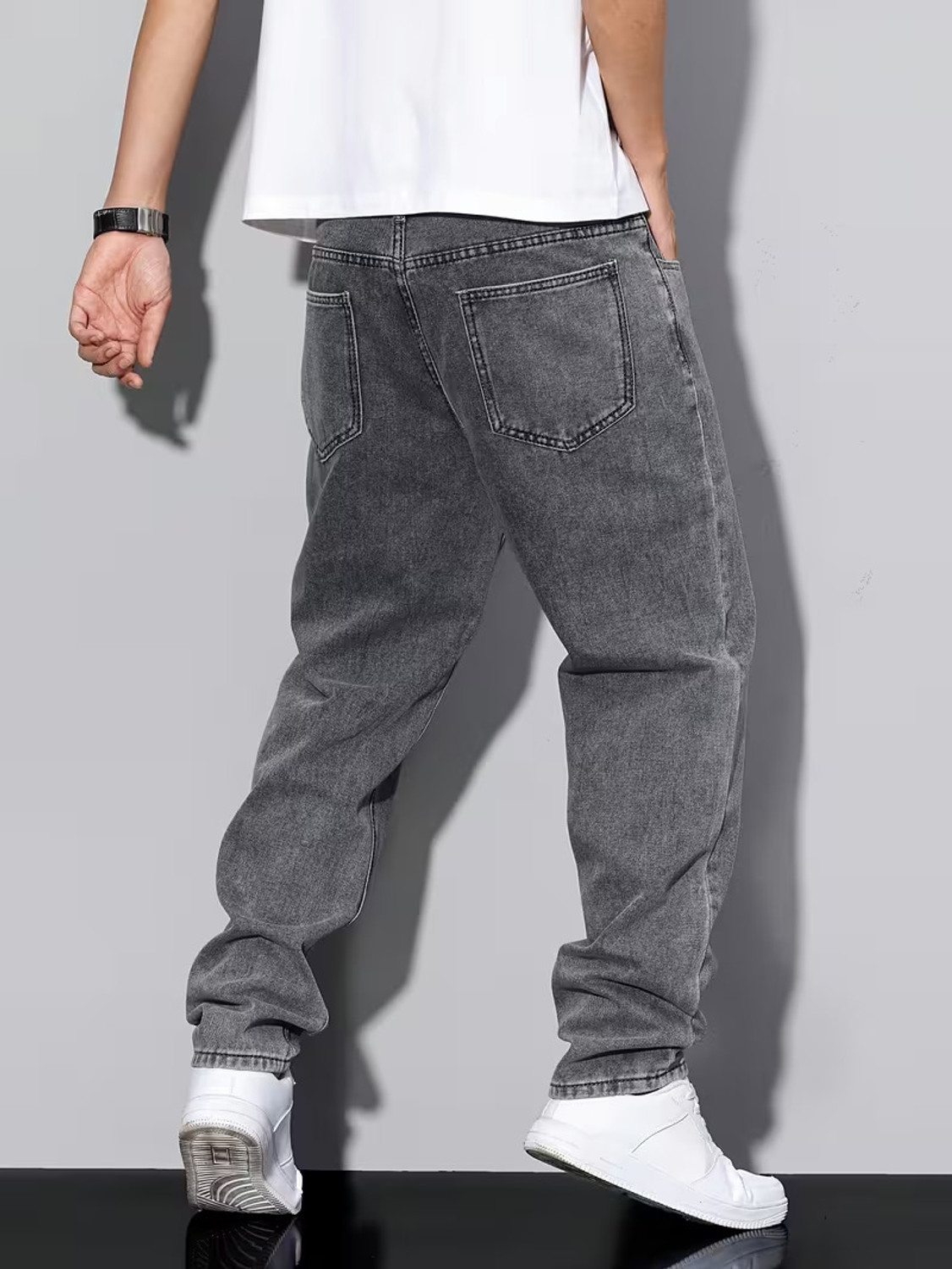 Image of Ambrane Men Regular Mid Rise Grey Jeans