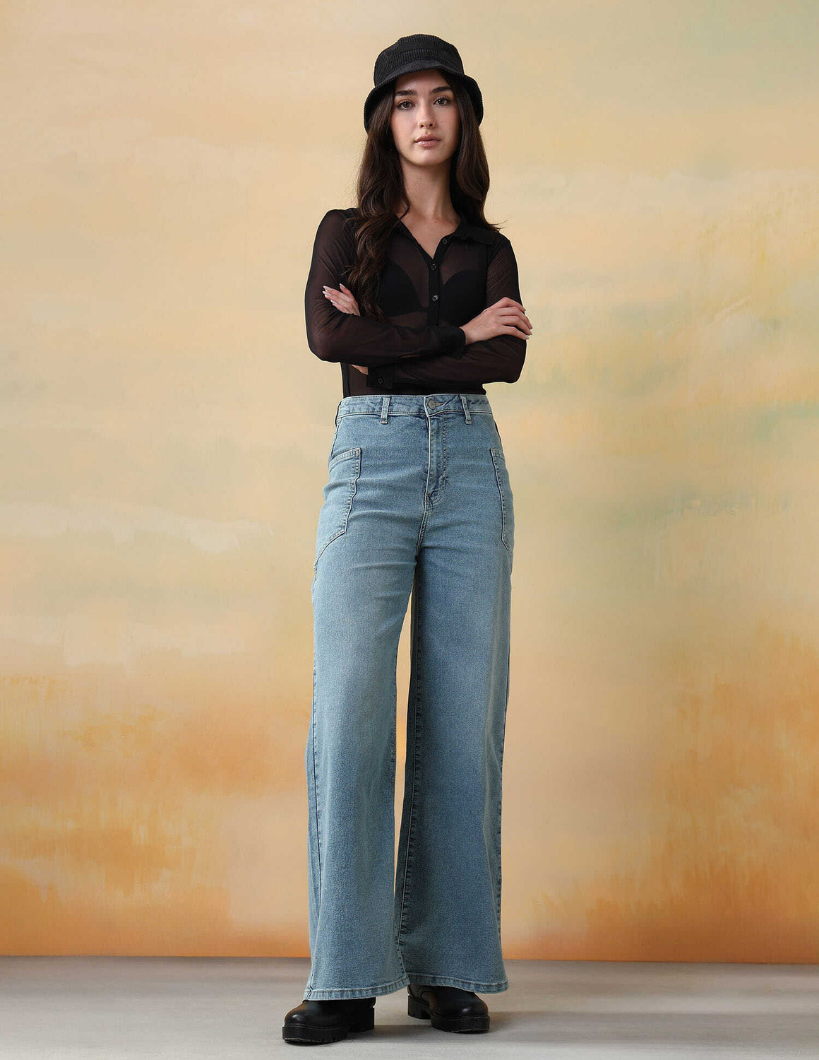 Image of FLYING MACHINE Loose Fit Women Blue Jeans