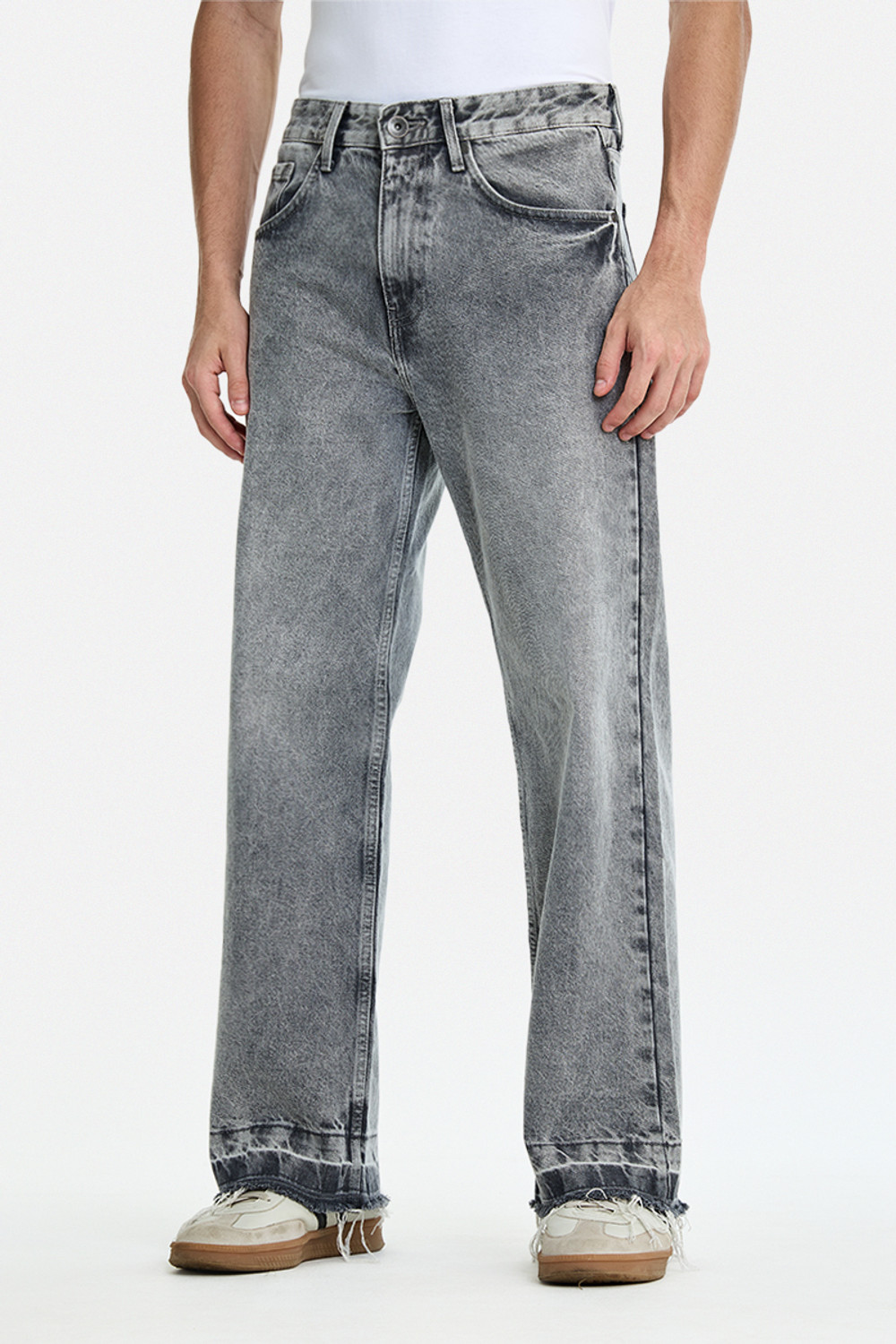 Image of Snitch Men Straight Fit Mid Rise Grey Jeans