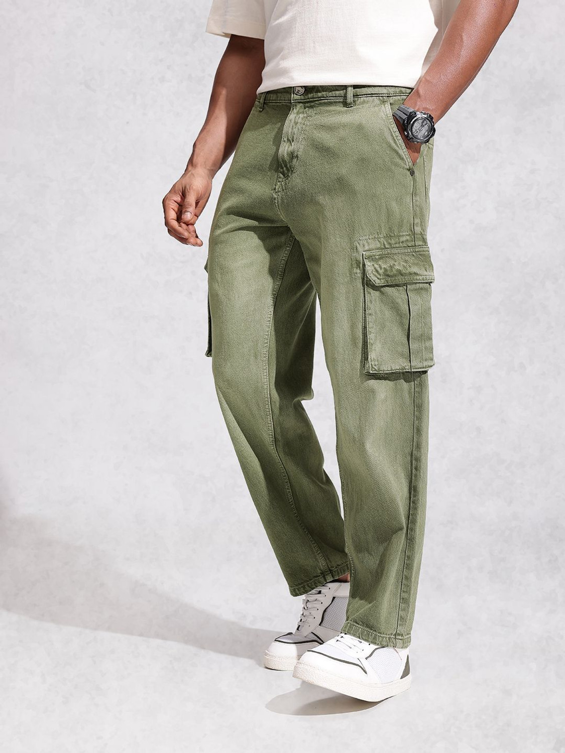 Image of WROGN Regular Men Green Jeans