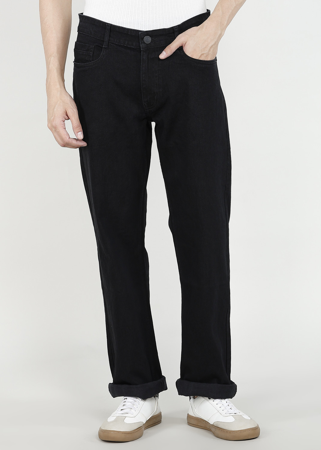 Image of NUMERO UNO Men Regular Mid Rise Black Jeans