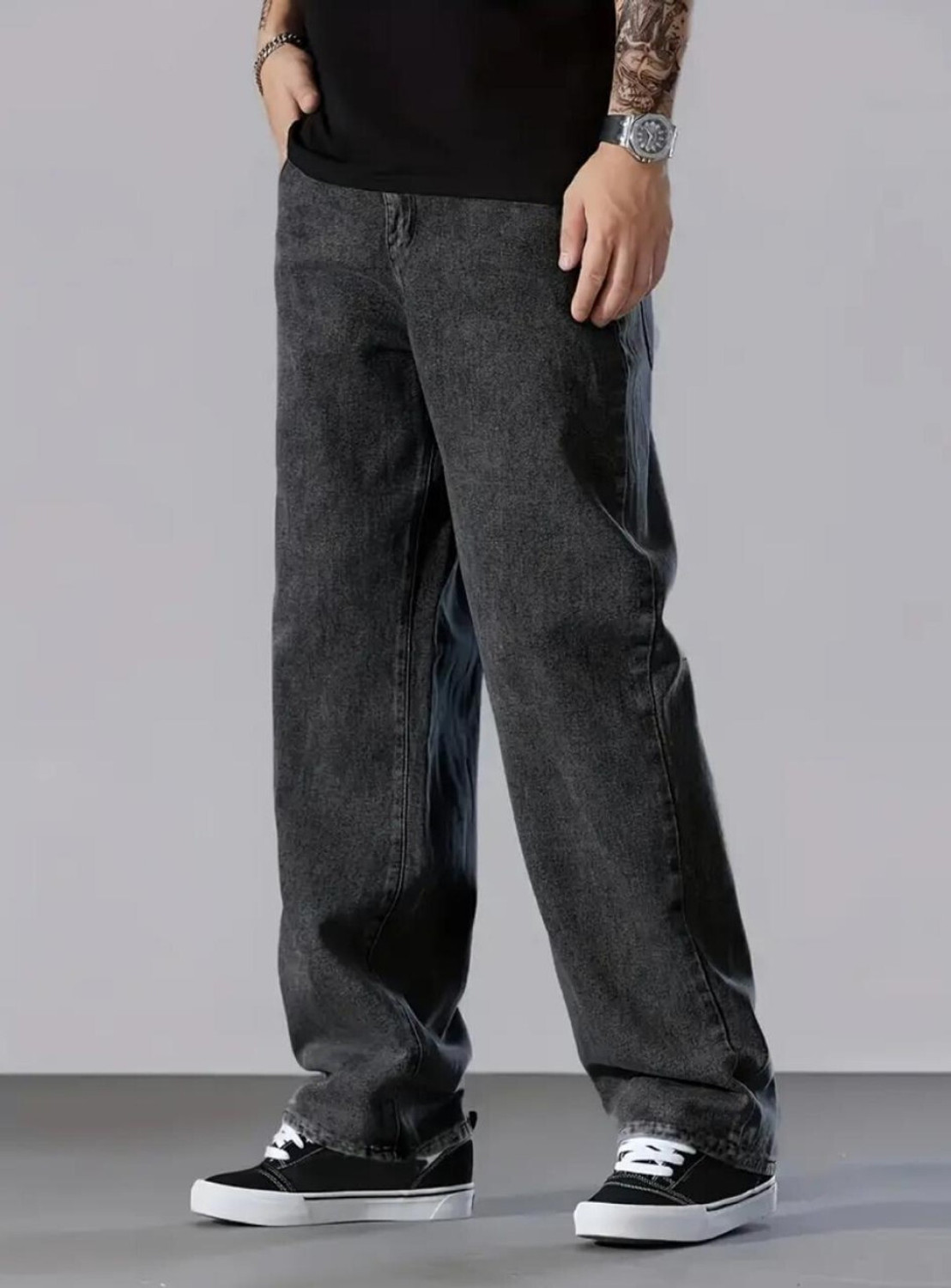 Image of GARTEEN Straight Fit Men Dark Grey Jeans