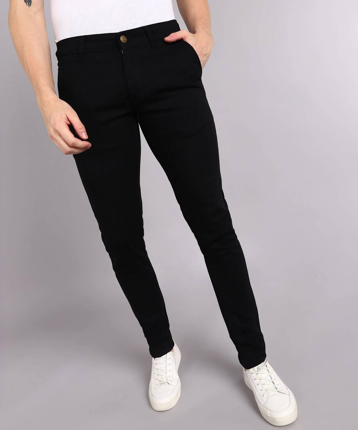 Urbano Fashion Men Slim Mid Rise Black Jeans