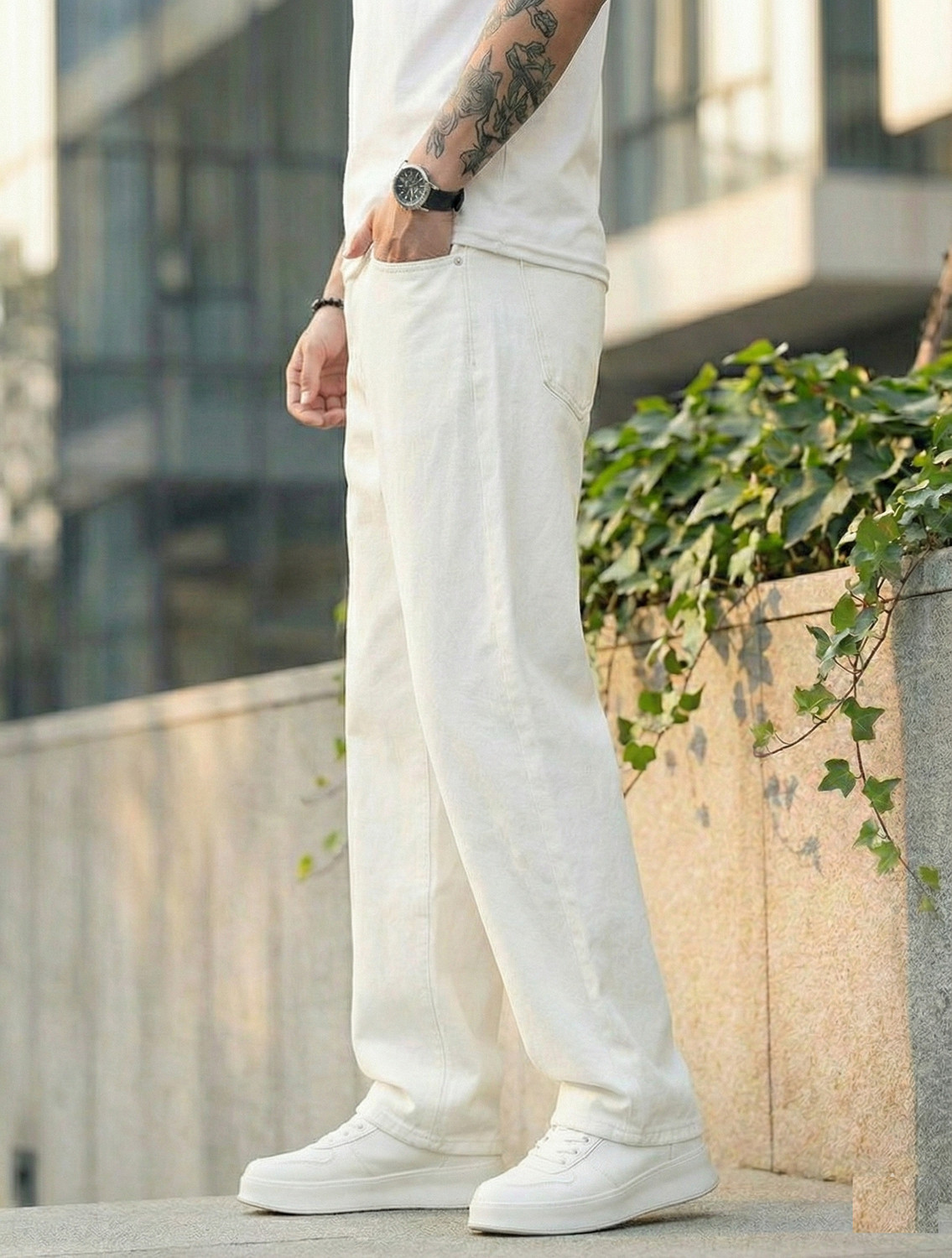 Image of METRONAUT Straight Fit Men White Jeans
