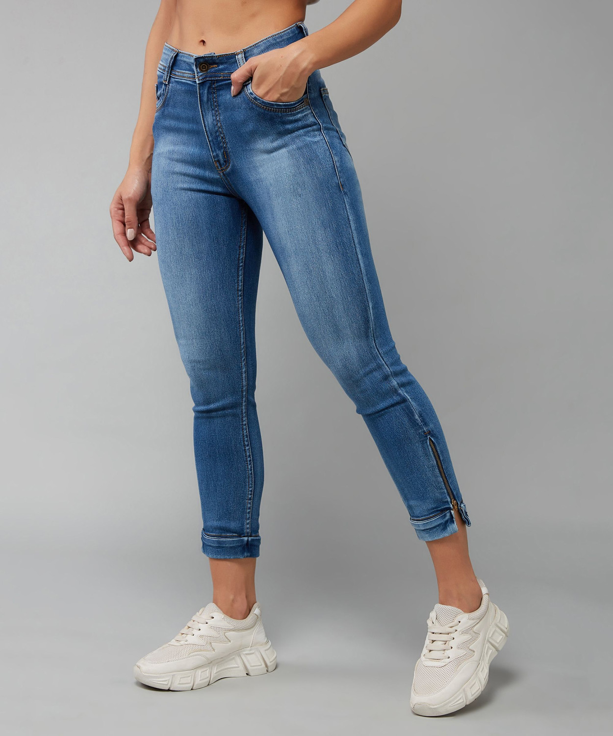 Image of DOLCE CRUDO Skinny Women Blue Jeans