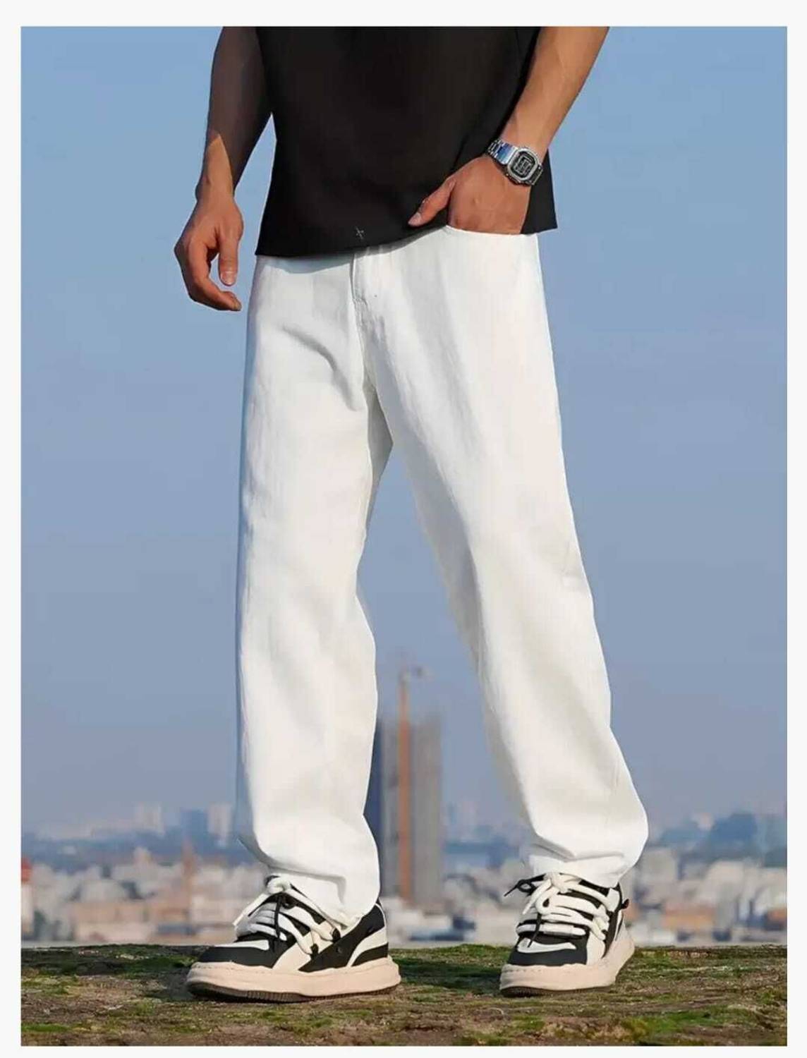 Zaba Denim Loose Fit Men White Jeans - Image 4