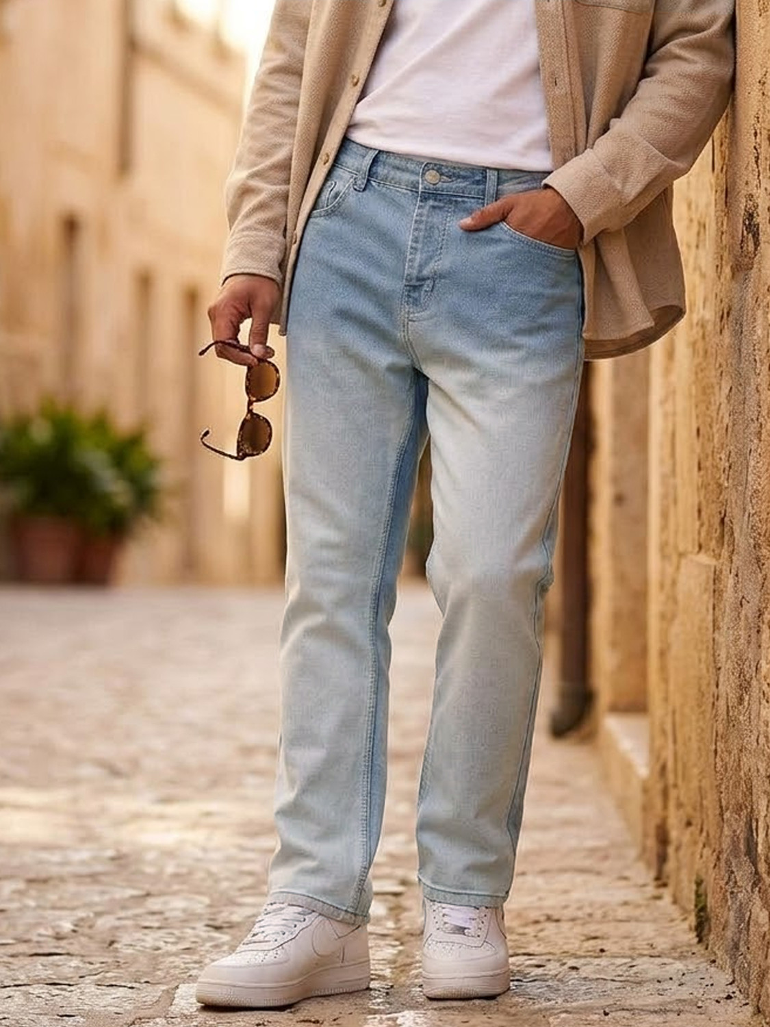 Image of Urbano Fashion Straight Fit Men Light Blue Jeans